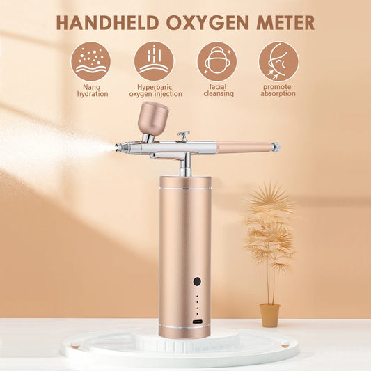 Nano Spray Oxygen Injector Airbrush High Pressure Mist Sprayer Water Jet Facial Cleansing Skin Moisturizing Beauty Apparatus