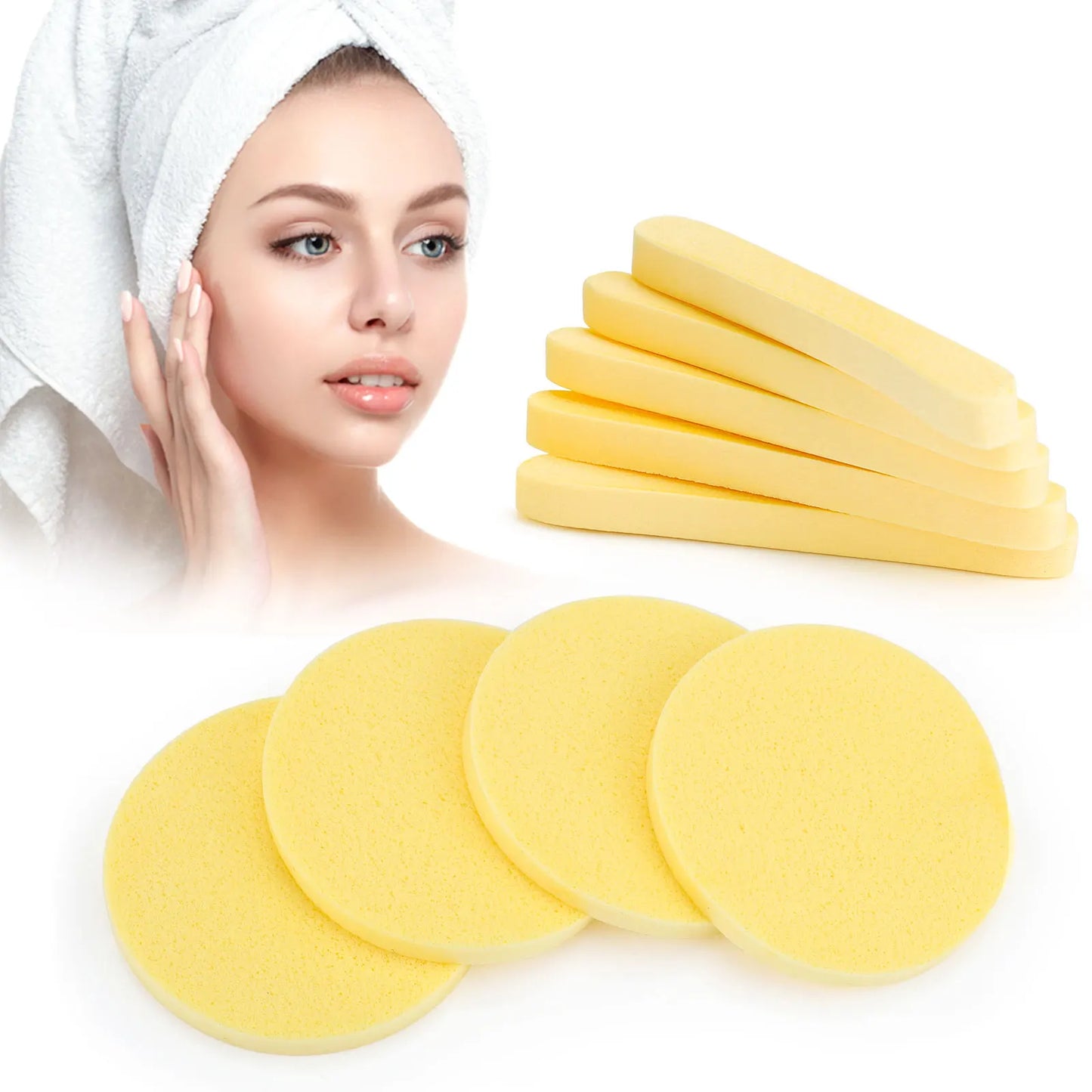 50pcs Facial Sponge Compressed PVA Professional Makeup Remover Washing Face Sponges Exfoliating Cleansing Spa Pads Clean Puff