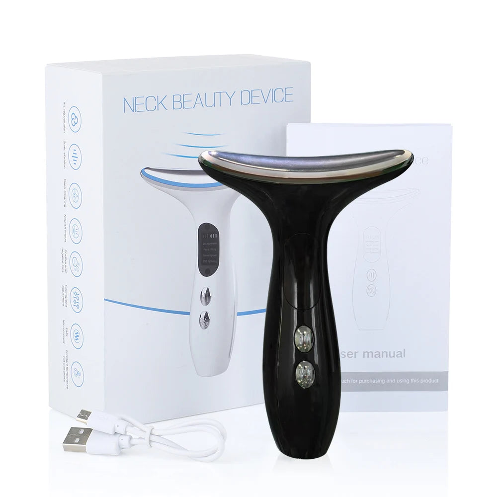 Neck Beauty Device EMS Micro-current Three-color Light Firming and Rejuvenating Skin Ion Importer Facial Lifting for Neck Lines