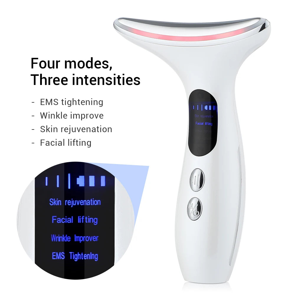 Neck Beauty Device EMS Micro-current Three-color Light Firming and Rejuvenating Skin Ion Importer Facial Lifting for Neck Lines