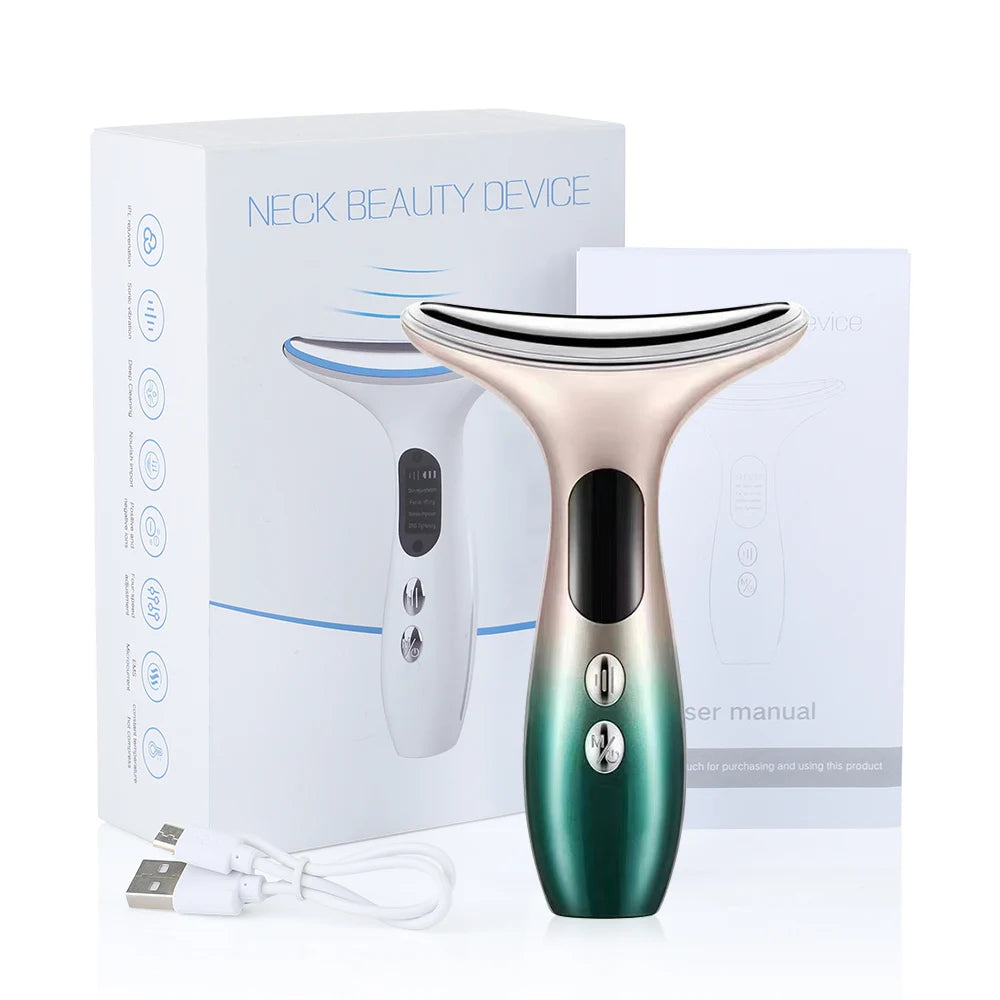 Neck Beauty Device EMS Micro-current Three-color Light Firming and Rejuvenating Skin Ion Importer Facial Lifting for Neck Lines