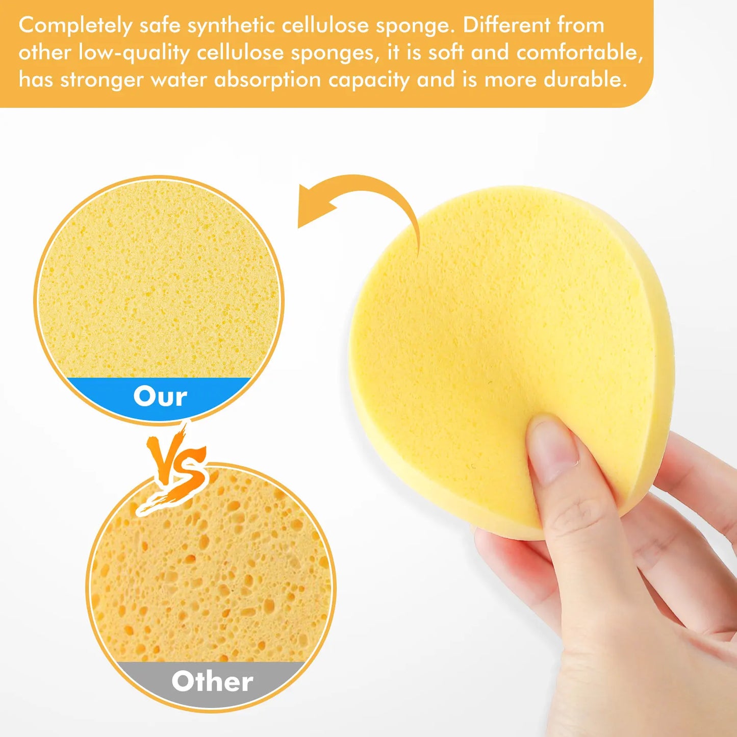 50pcs Facial Sponge Compressed PVA Professional Makeup Remover Washing Face Sponges Exfoliating Cleansing Spa Pads Clean Puff